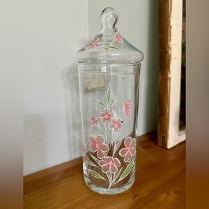 VINTAGE, HANDCRAFTED, CRYSTAL APOTHECARY JAR WITH LID. MADE IN TURKEY.